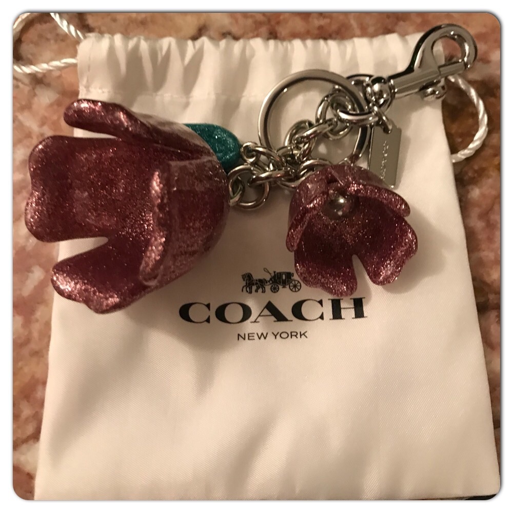 NWOT Coach glitter rose charm